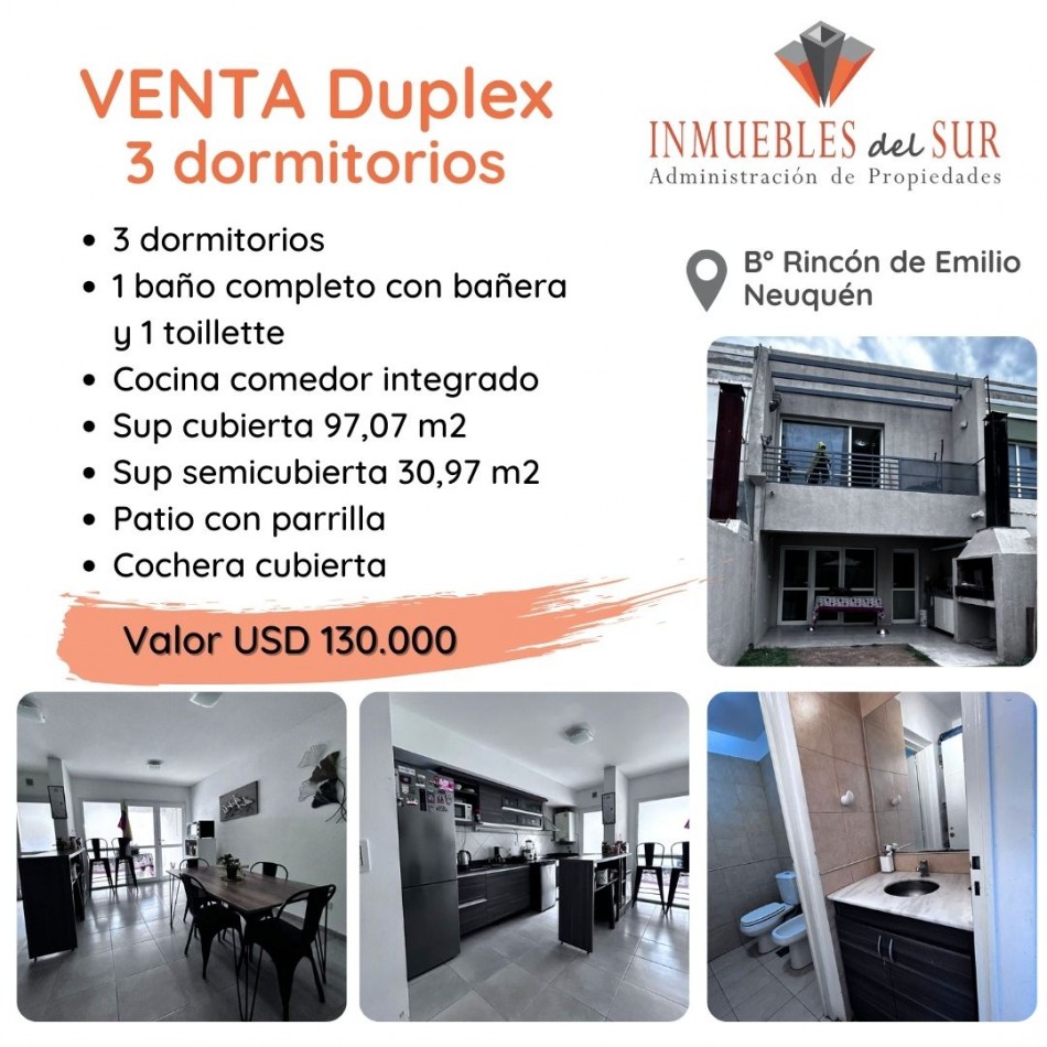 VENTA DUPLEX 3 DORMITORIOS EN NEUQUEN