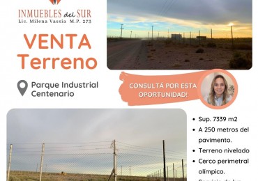 Venta terreno en PARQUE INDUSTRIAL CENTENARIO - NEUQUEN